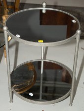 METAL END TABLE WITH MIRROR SHELVES
