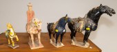 FOUR CHINESE ANTIQUE STYLE CERAMIC HORSES