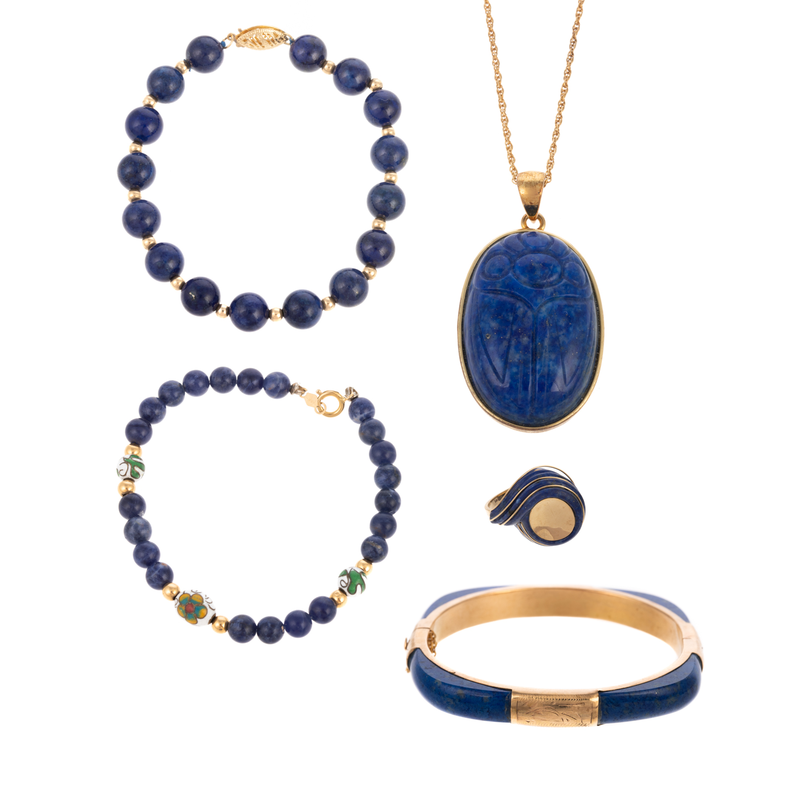 A COLLECTION OF LAPIS LAZULI JEWELRY 3386ee