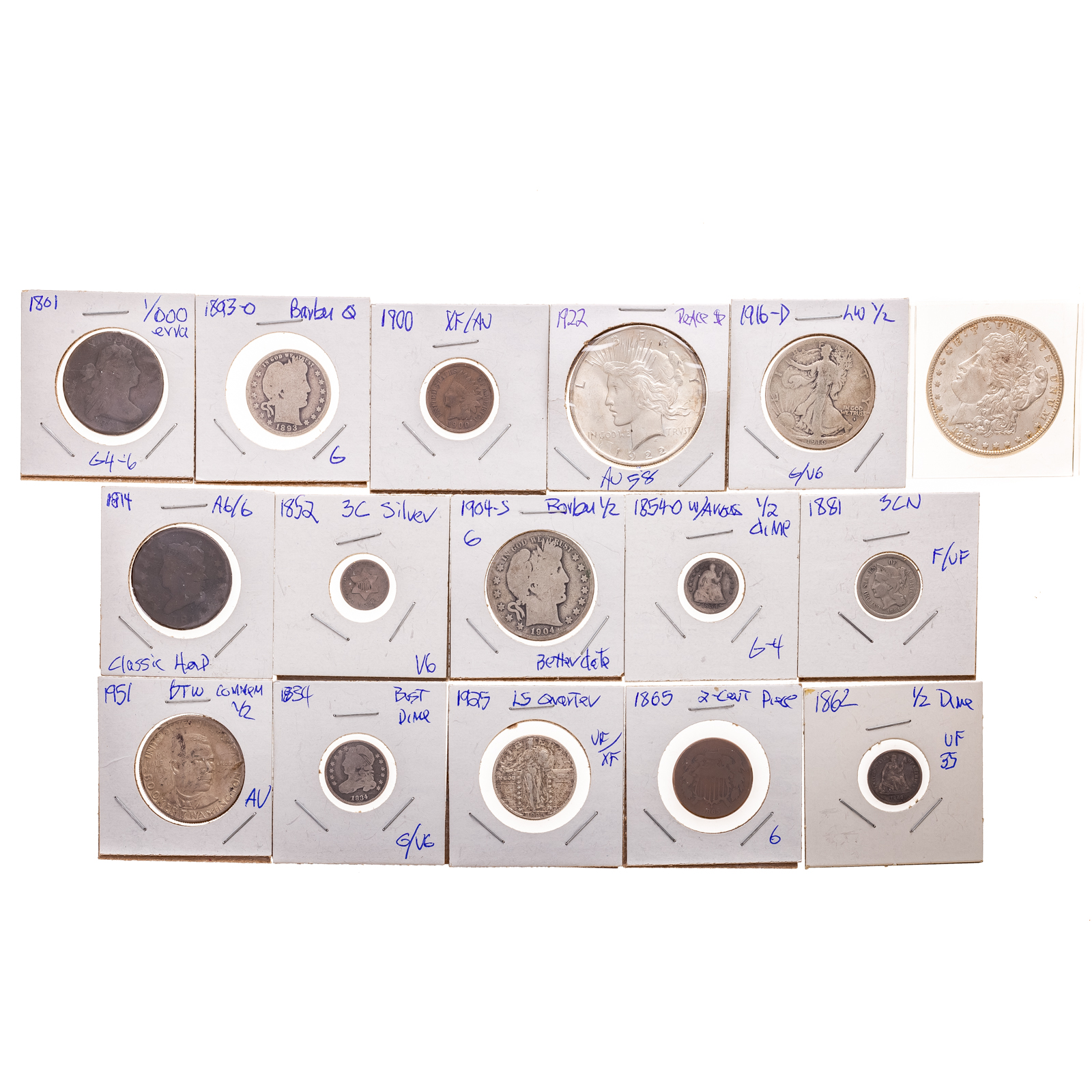 NICE GROUP OF US TYPE COINS 1801 338e2e