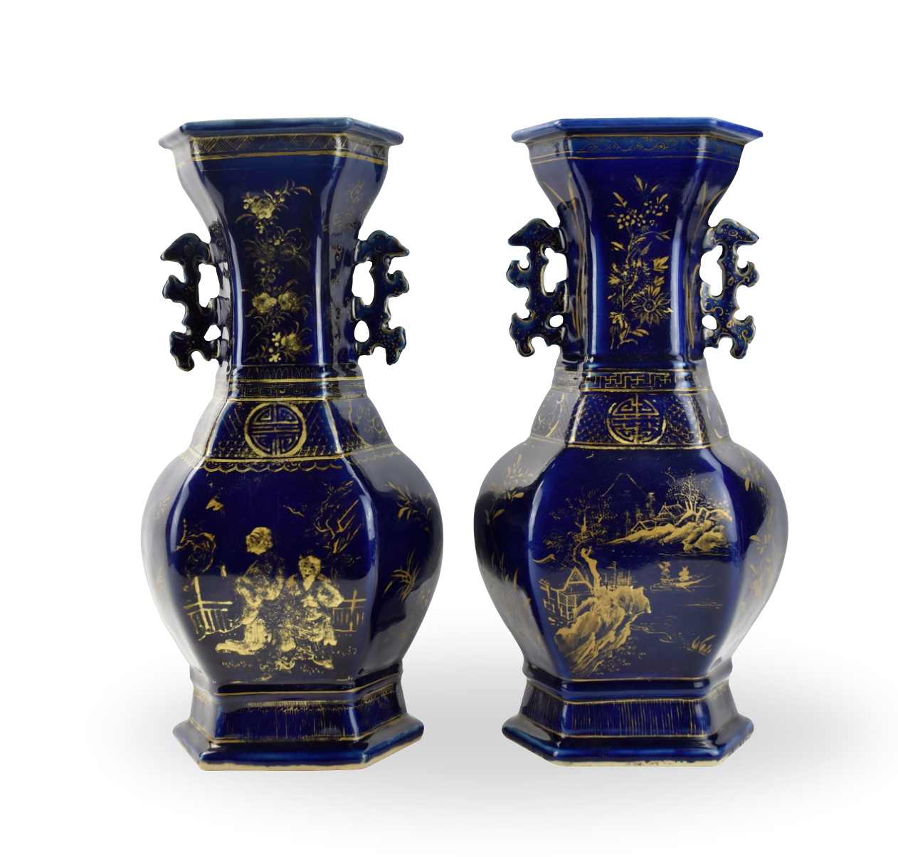 PAIR OF LARGE CHINESE GILT BLUE 33924c