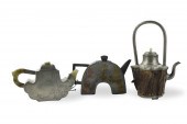 GROUP OF 3 PEWTER TEAPOT AND COVERS,QING