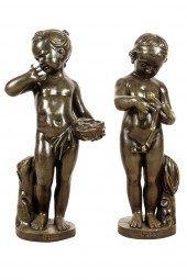 PAIR OF FRENCH CAST IRON FIGURESeach