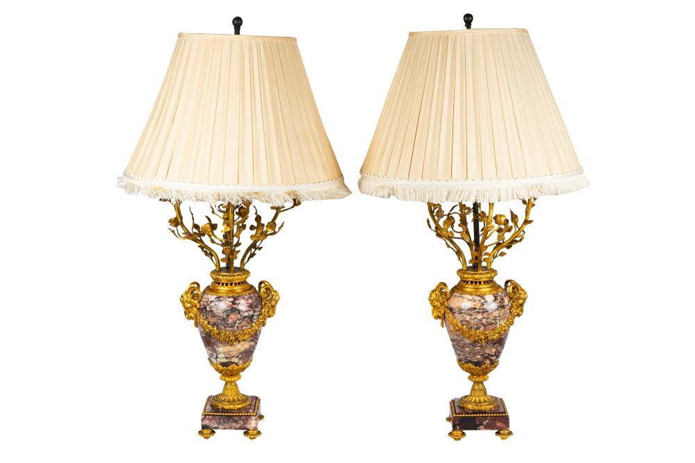 PAIR OF FRENCH ORMOLU MOUNTED MARBLE 336eaf