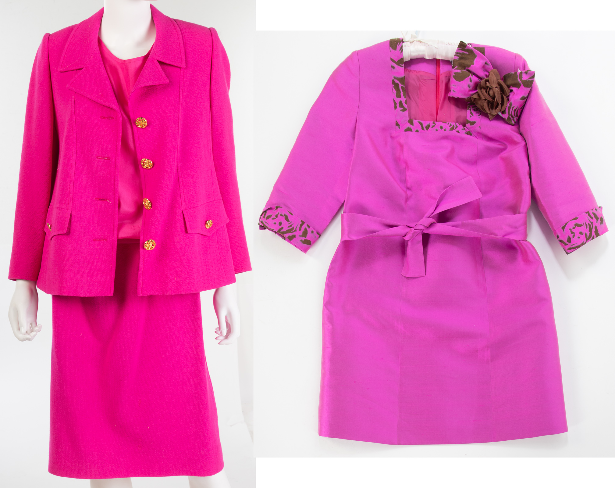 VIBRANT PINK WOOL SUIT AND SILK