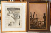 TWO FRAMED ARTWORKS Includes a Seashore