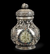 CHINESE SILVER COVERED VASE W/ MING