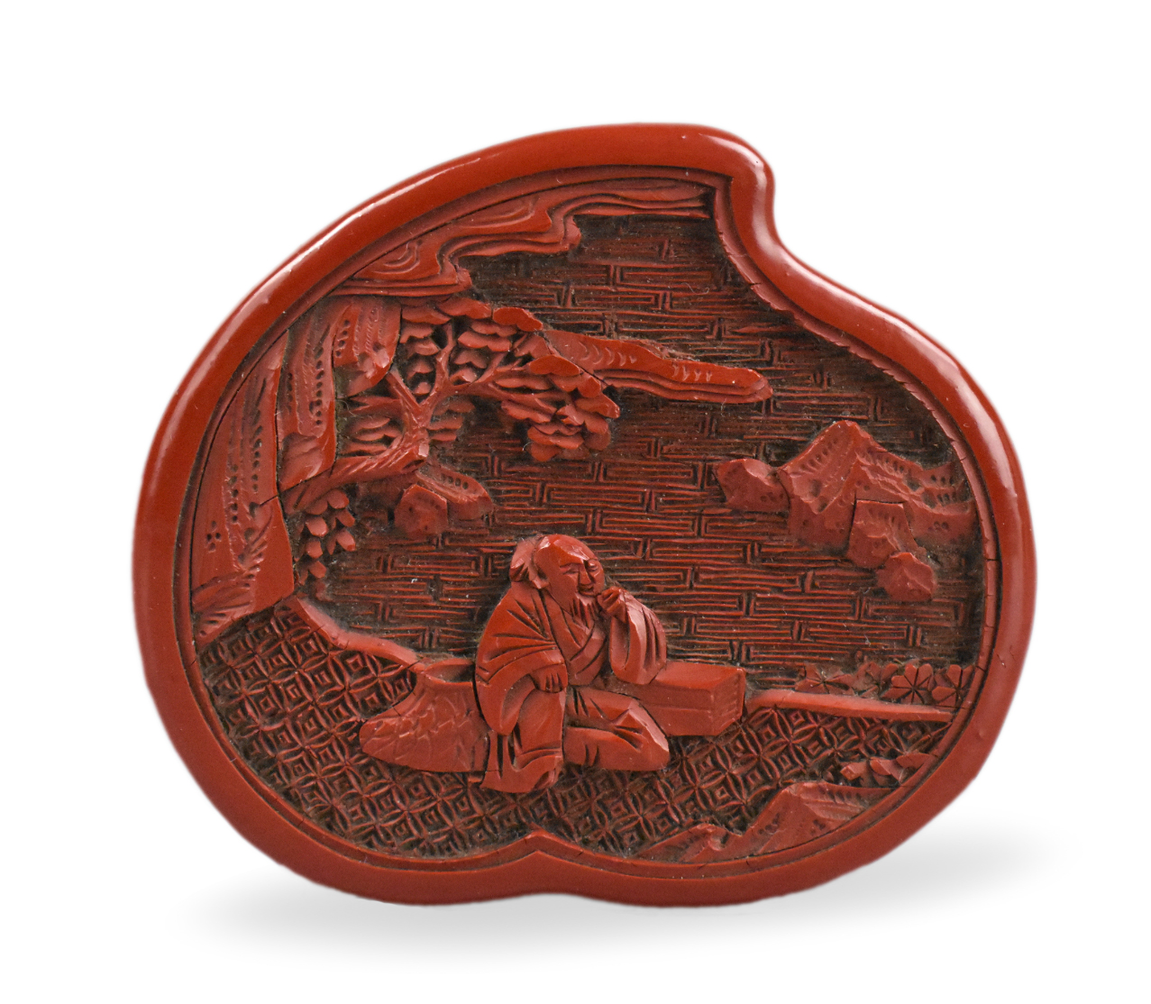 CHINESE CARVED CINNABAR COVERED 33a36d