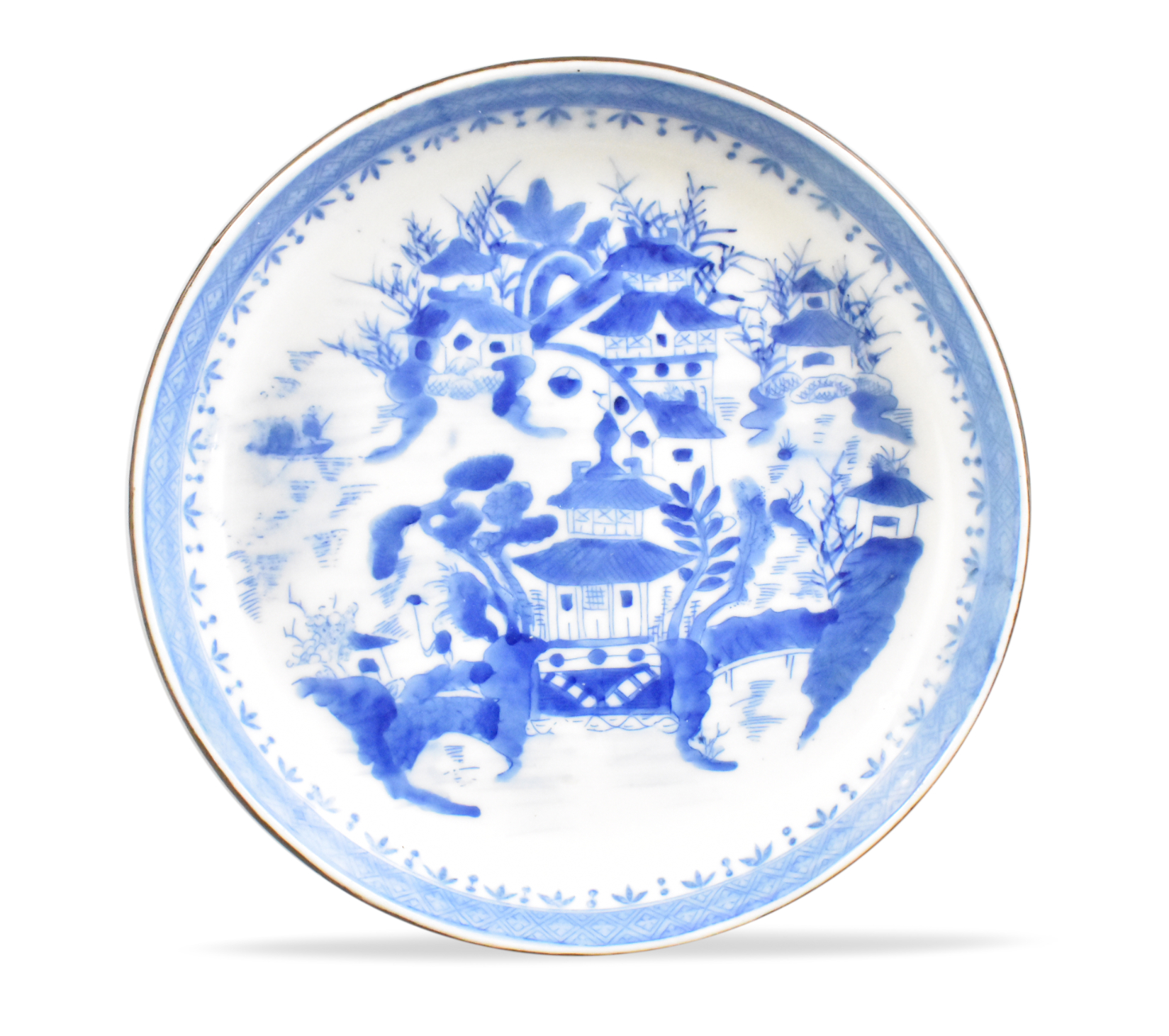 CHINESE BLUE WHITE PLATE W LANDSCAPE  33a3a0