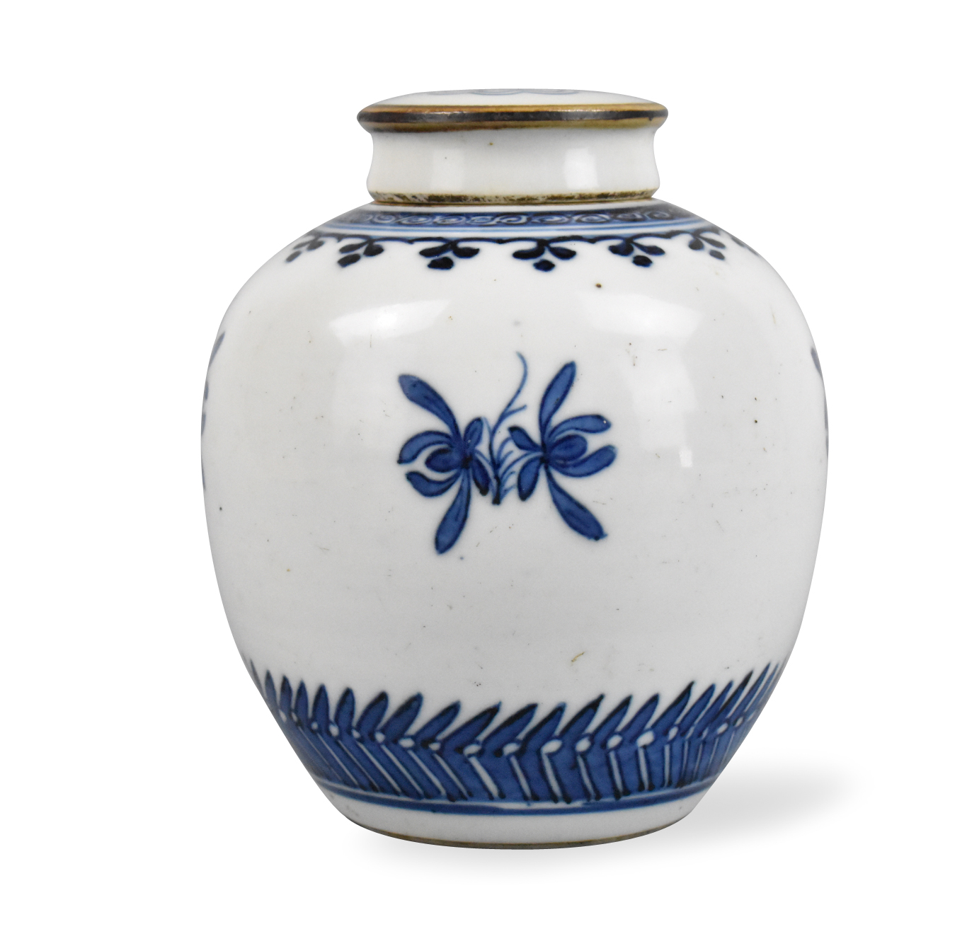 CHINESE BLUE WHITE COVERED JAR 33a39d