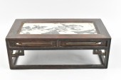 CHINESE HARDWOOD STAND WITH MARBLE TOP,QING
