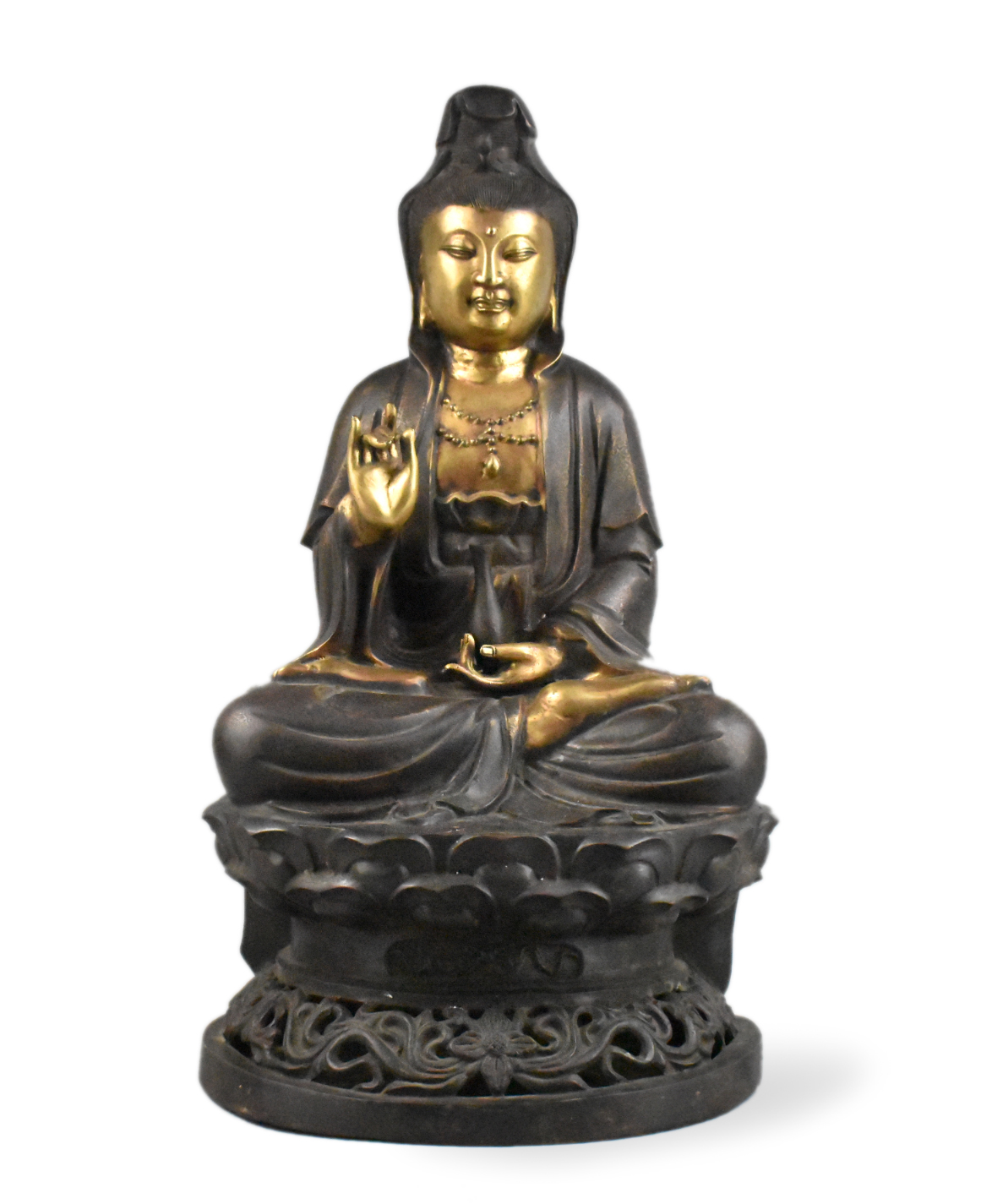 LARGE CHINESE GILT BRONZE SEATED 33a5ab
