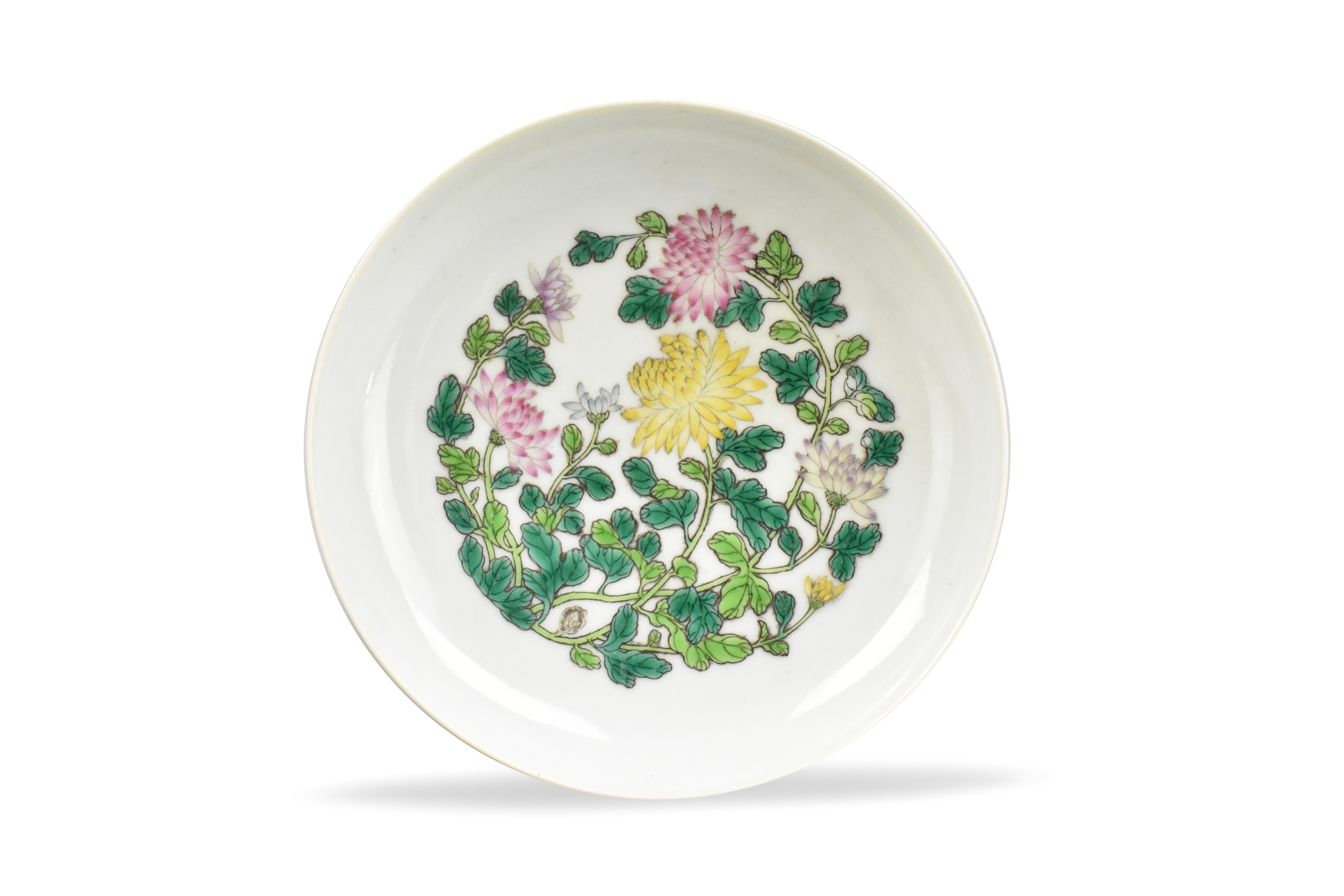 CHINESE YELLOW GLAZE ENAMELED FLORAL 33a730