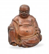 CHINESE WOOD CARVED BUDDHA FIGURE,QING