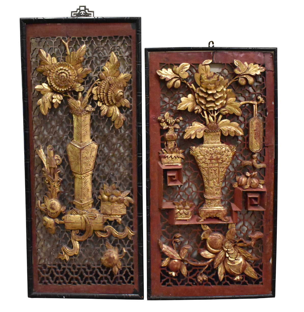 2 CHINESE GILT LACQUERED WOOD PANEL QING 33a7ff