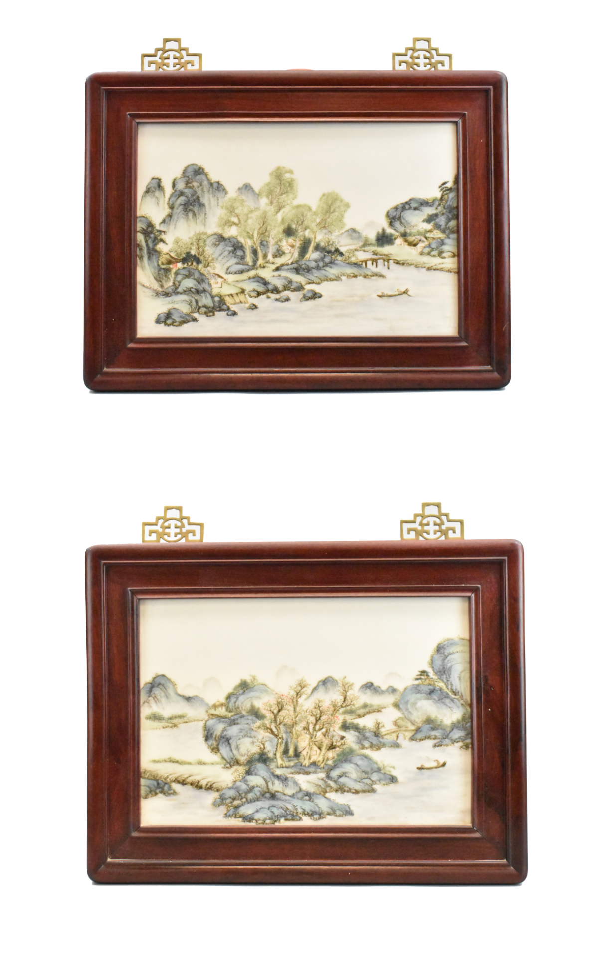 PAIR CHINESE FAMILLE ROSE PLAQUE 33a816