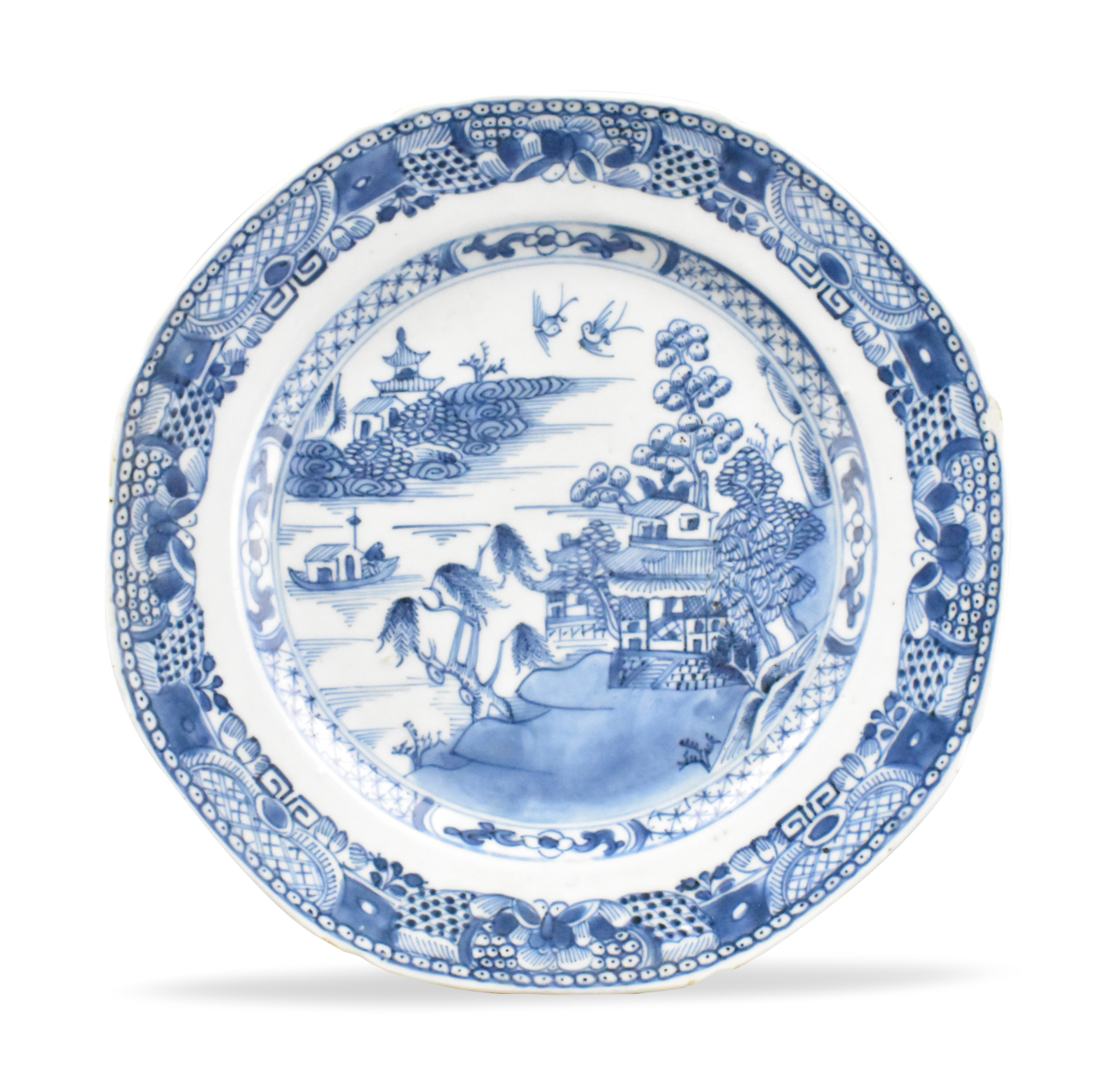 CHINESE BLUE WHITE PLATE W LANDSCAPE 18TH 33a836