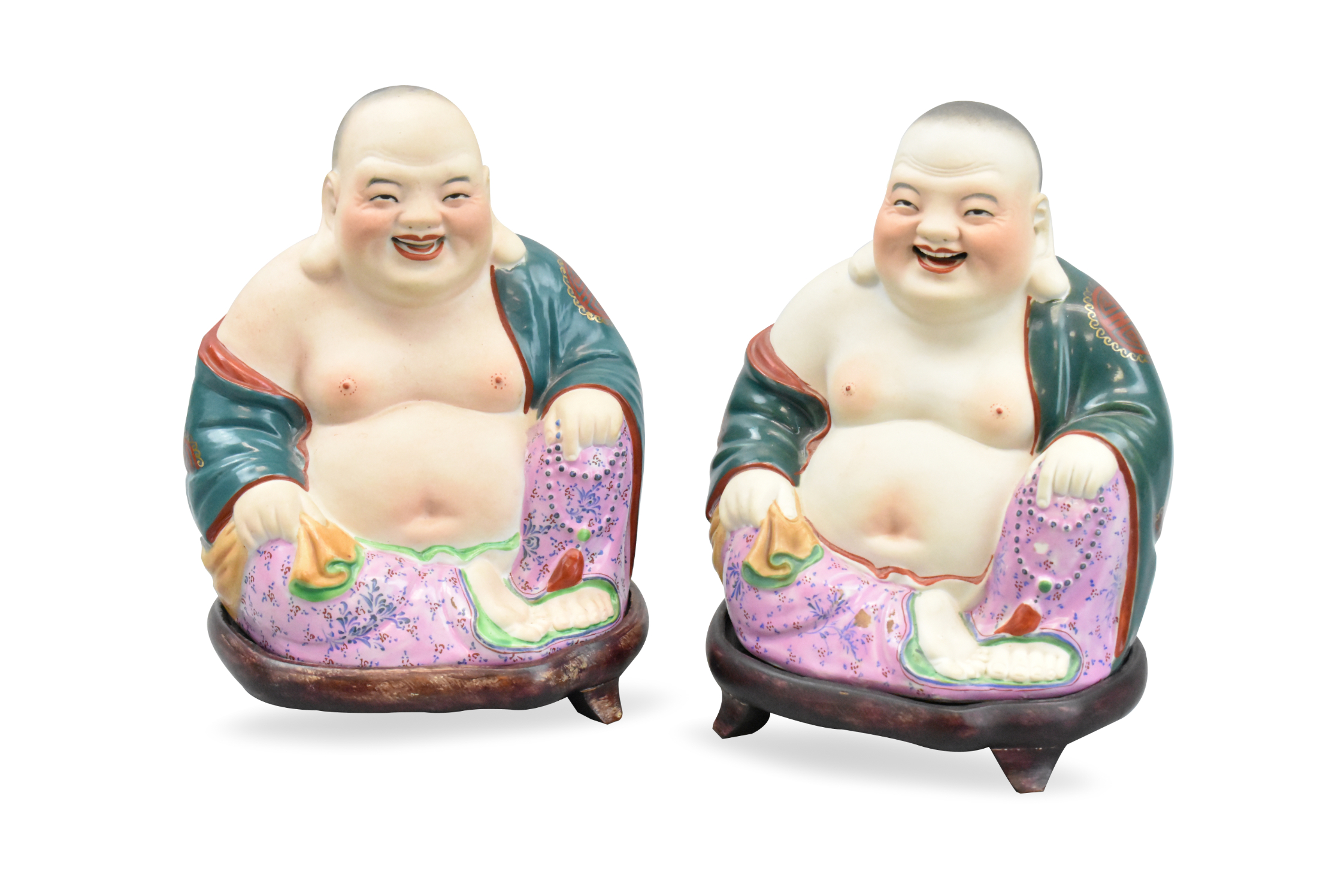 PAIR OF CHINESE FAMILLE ROSE LAUGHING 33a854