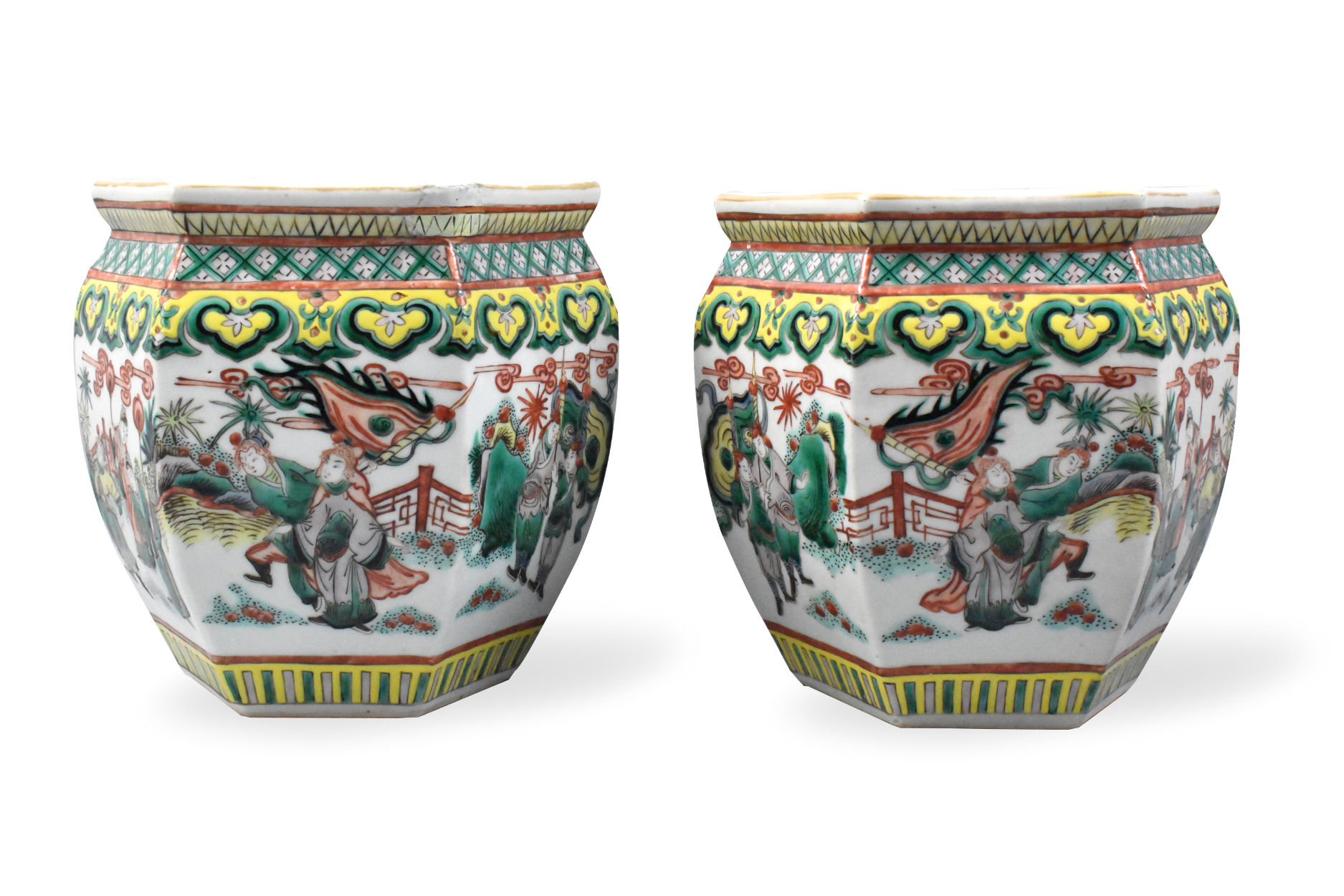 PAIR OF CHINESE FAMILLE VERTE HEXAGONAL 33a8ee