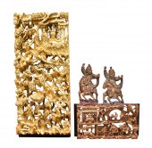 GROUP OF FOUR CHINESE GILT WOOD CARVING,