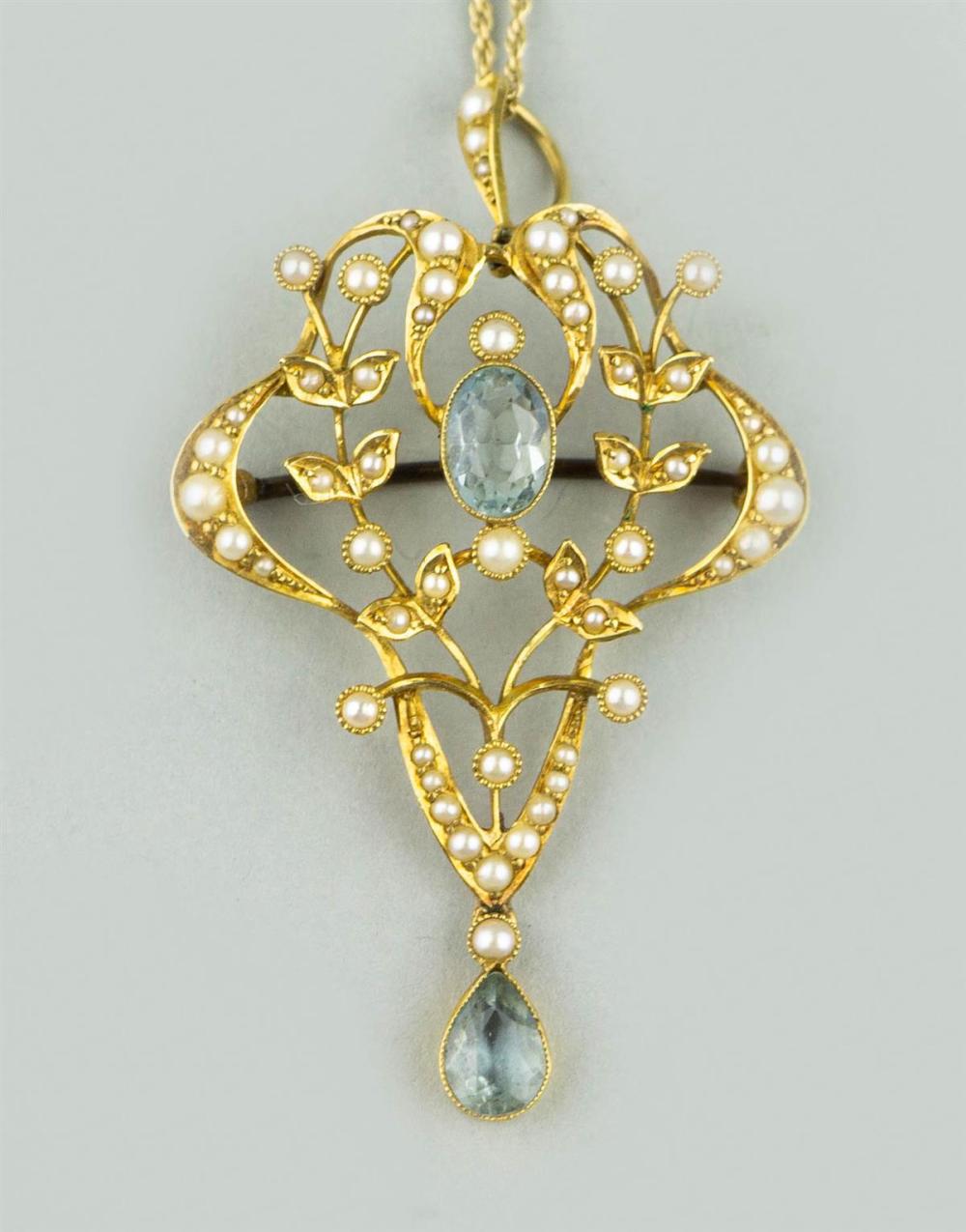 14K YELLOW GOLD BLUE TOPAZ AND 33aa52