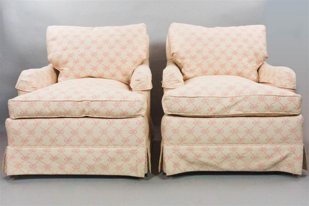 PAIR OF PEARSON PINK BOW UPHOLSTERED 33ab36