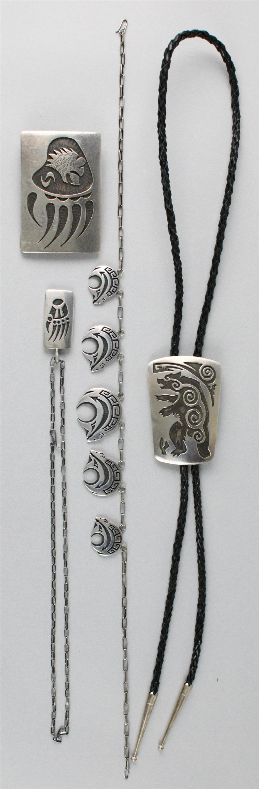 FOUR NATIVE AMERICAN SILVER OVERLAY 33ac53