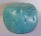 CONTEMPORARY TUFTED TEAL LEATHER MOROCCAN
