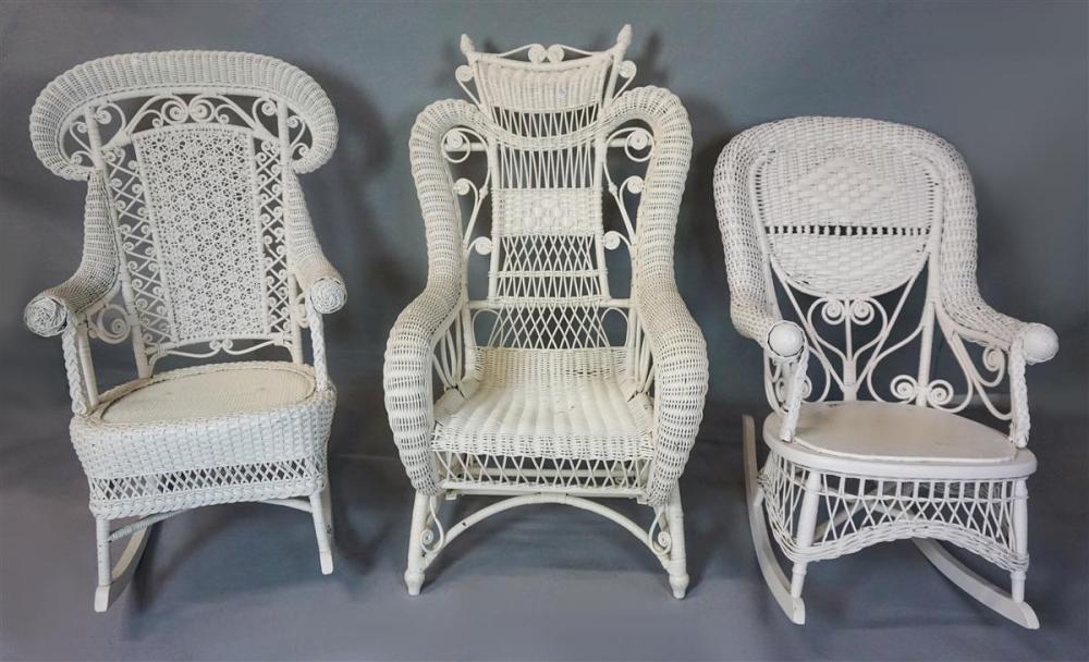 TWO VICTORIAN STYLE WHITE WICKER 33ace1