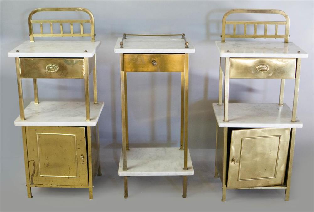 PAIR OF BRASS AND WHITE MARBLE 33acfd