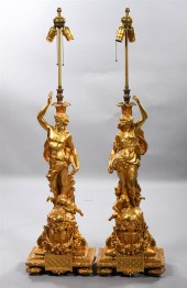 PAIR OF LARGE NEOCLASSICAL STYLE GILT