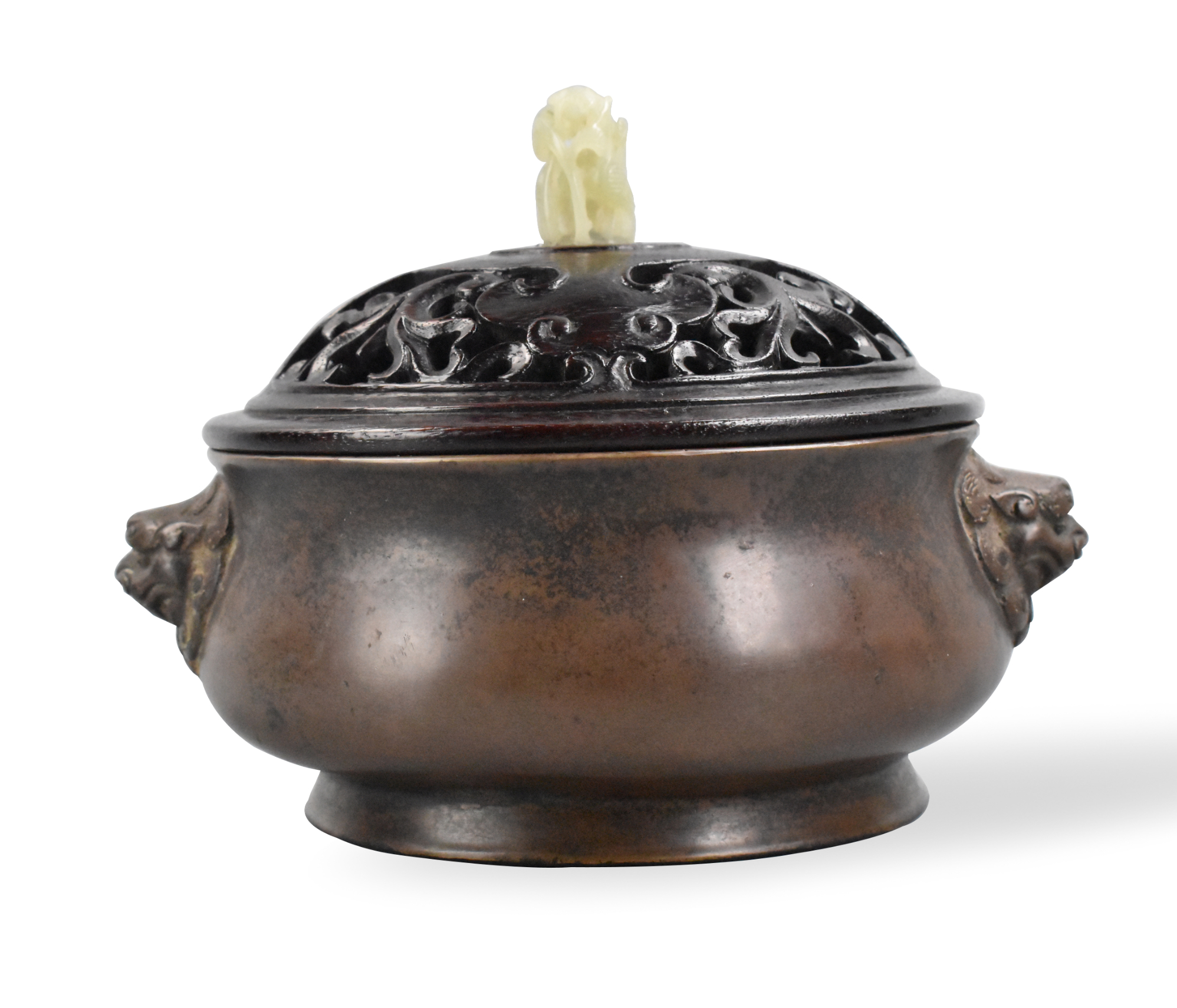 CHINESE BRONZE CAST CENSER WOOD 33ae5a