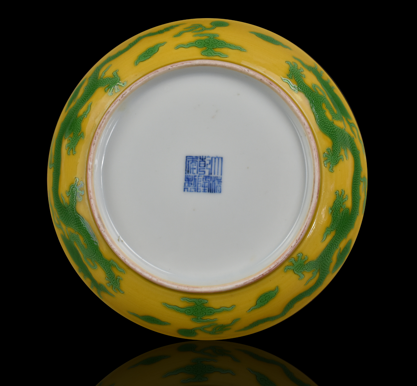 CHINESE YELLOW GROUND GREEN DRAGON 33aed3