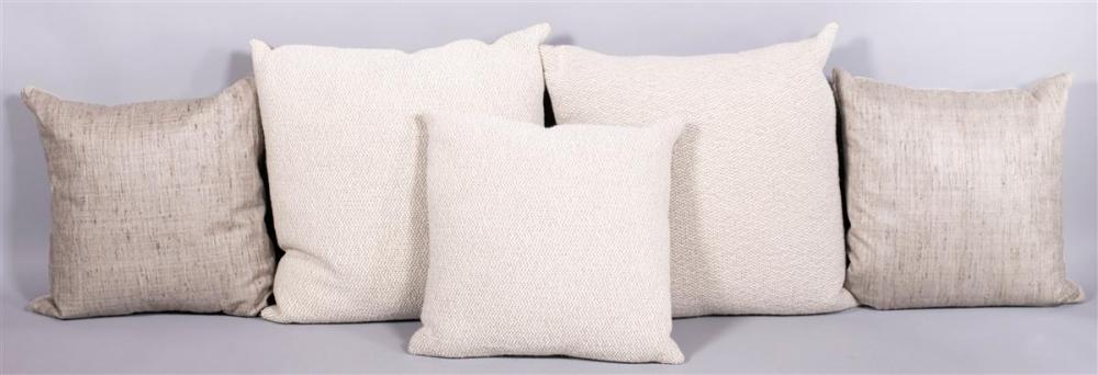 THREE LARGE NATURAL WOVEN PILLOWS 33b1af