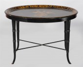 REGENCY STYLE GILT-DECORATED BLACK LACQUER