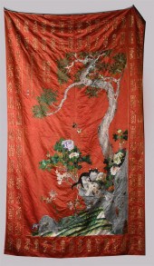 CHINESE EMBROIDERED AND COUCHED GOLD