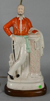 LARGE STAFFORDSHIRE FIGURAL LAMPLARGE