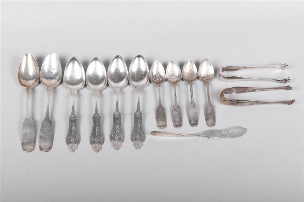 GROUP OF COIN SILVER FLATWARE PIECESGROUP 33b8a1