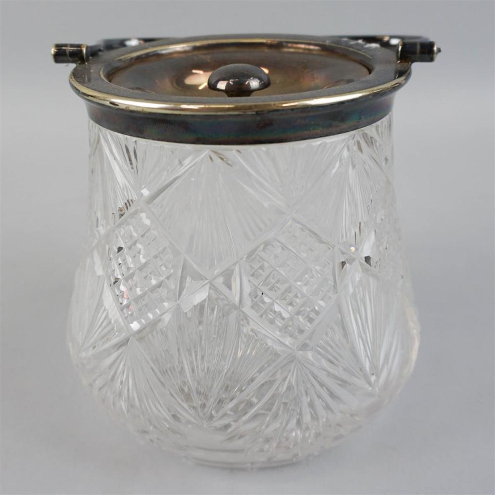 CUT GLASS COOKIE JAR WITH SILVERPLATED 33b905