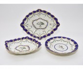 Three Chelsea Derby plates, 18th c.
Largest