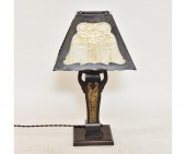 Arts & Crafts style mahogany table lamp