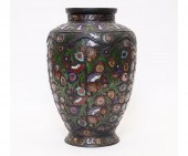 Large bronze champleve vase, probably
