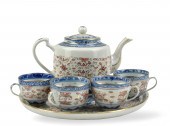 SET OF CHINESE BLUE& IRON-RED TEA SETS,