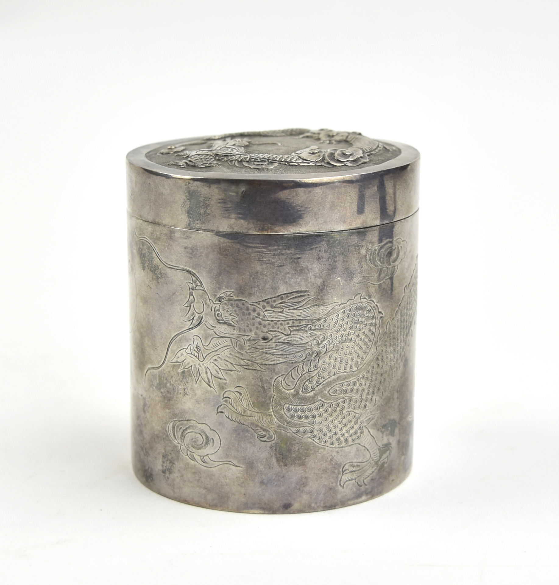 CHINESE EXPORT SILVER BOX QING 33975e