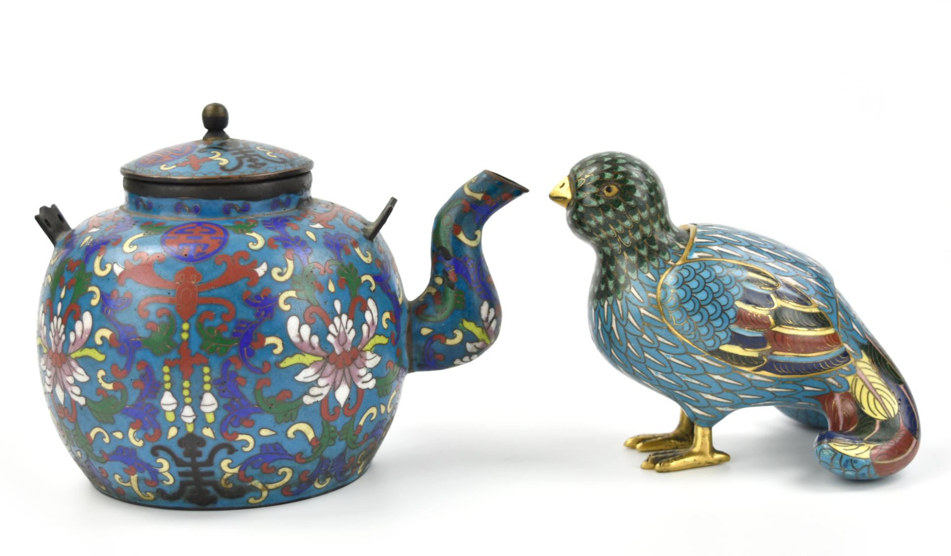 GROUP OF 2 CHINESE CLOISONNE BIRD 339870
