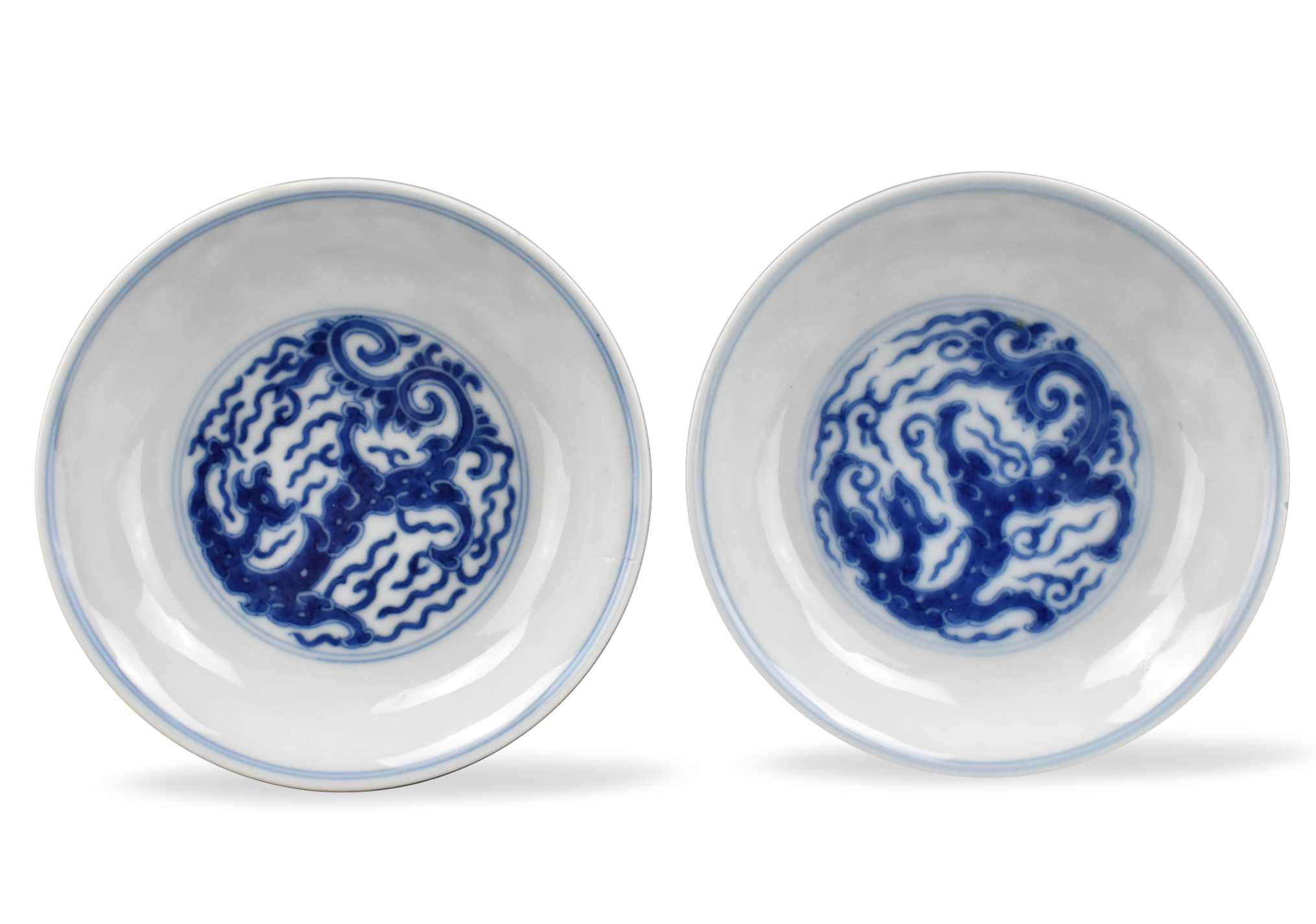 TWO CHINESE BLUE & WHITE DRAGON