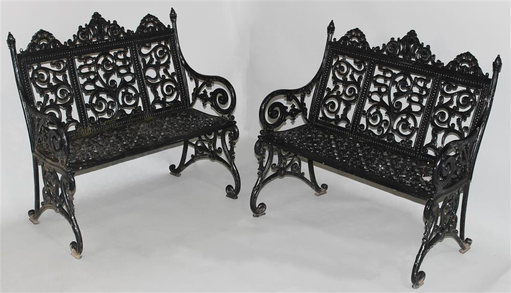 PAIR OF CAST IRON GARDEN BENCHES  339a6f