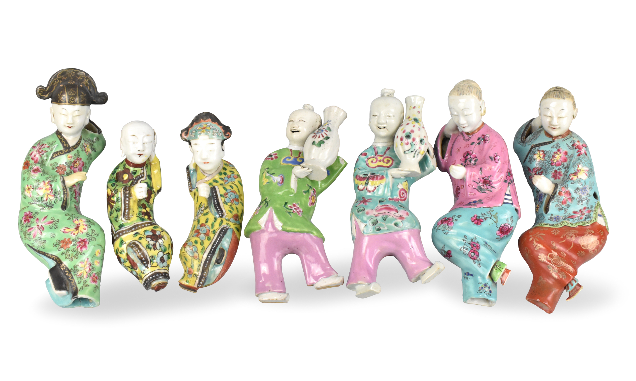 7 CHINESE FAMILLE ROSE WALL FIGURES 339d87