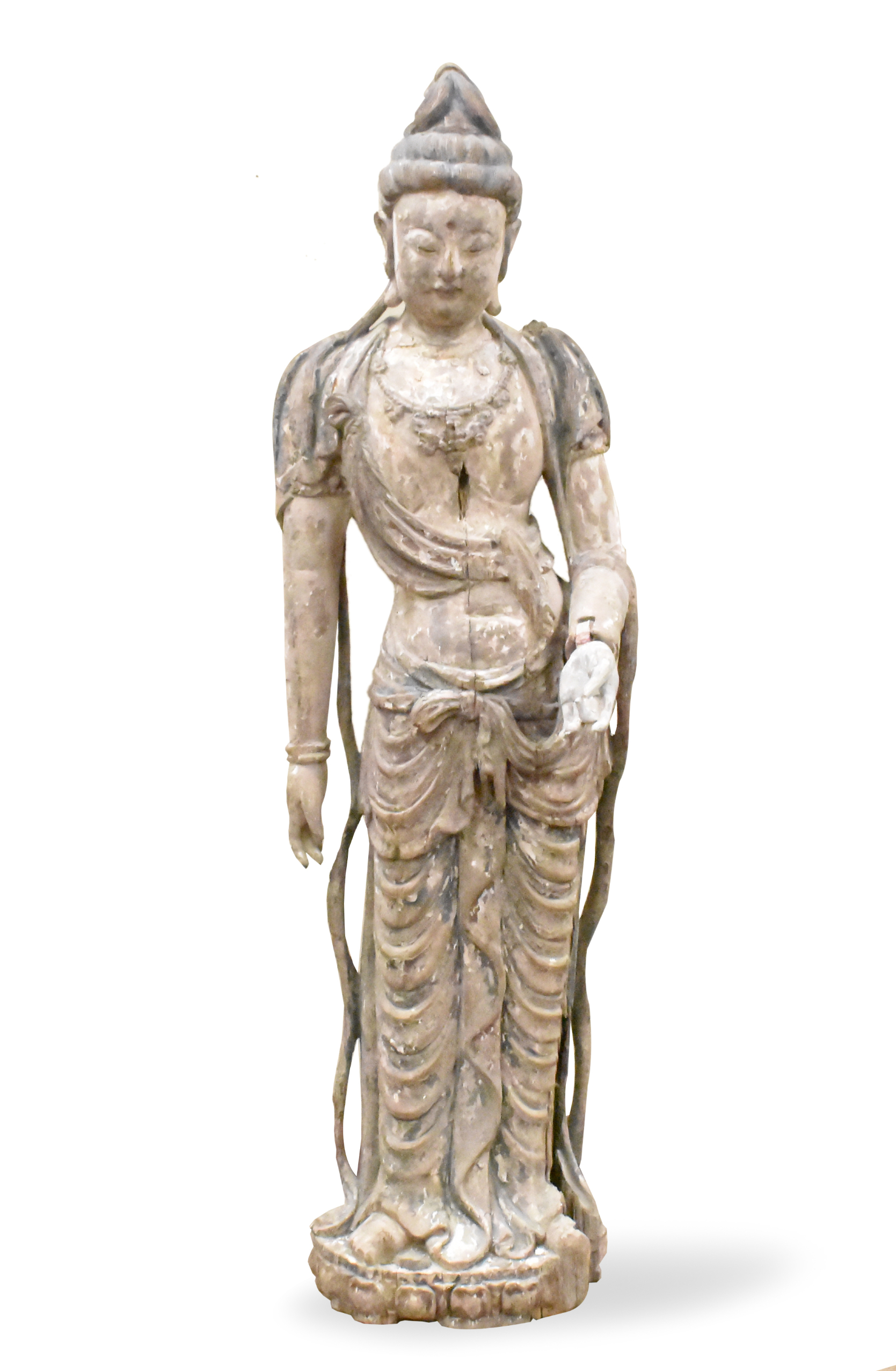 LARGE CHINESE WOOD CARVED GUANYIN 339dbf