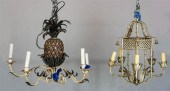 PINEAPPLE METAL CHANDELIER AND CHINOISERIE